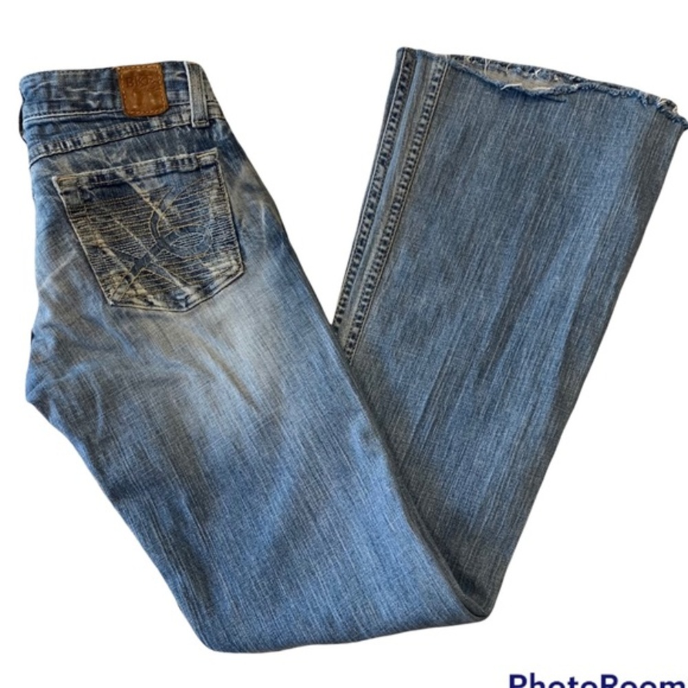 Buckle BKE star stretch flare jeans low rise raw hem size 26